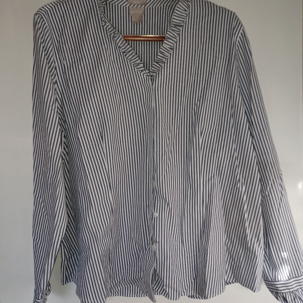 Chicos No Iron Button Up Block Shirt